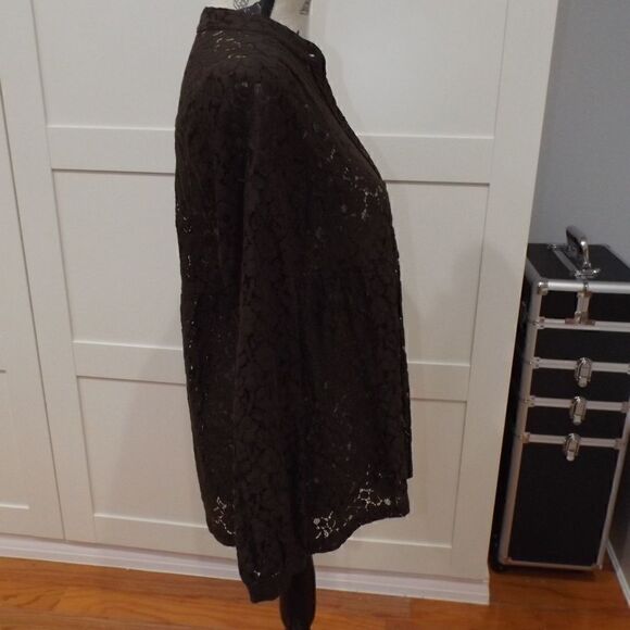 Michael Kors Brown Lace Long Sleeve Blouse Top SP - Picture 5 of 7